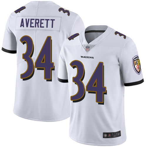 Baltimore Ravens Limited White Men Anthony Averett Road Jersey NFL Football 34 Vapor Untouchable